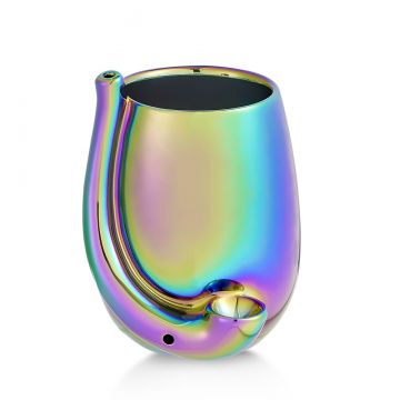 Iridescent stemless wine glass pipe