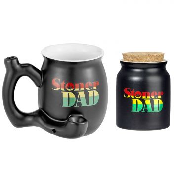 stoner dad mug and stash jar- rasta letters
